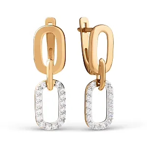 Серьги из красного золота с фианитами