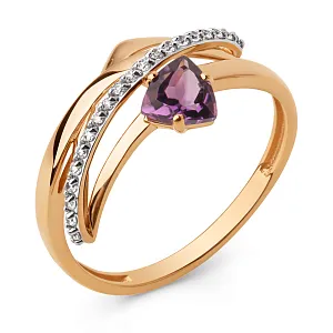 Кольцо из красного золота с аметистом