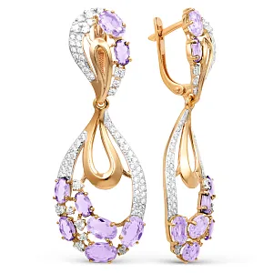 Серьги из красного золота с аметистами