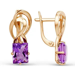 Серьги из красного золота с аметистами