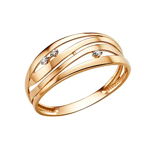 Кольцо из красного золота с фианитами