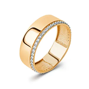 Кольцо из красного золота с фианитами