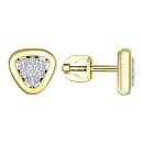 Серьги пусеты из желтого золота с бриллиантами