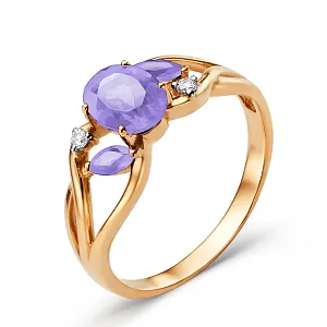 Кольцо из красного золота с аметистами