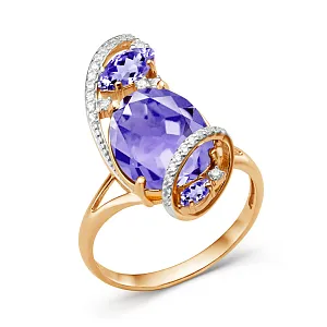 Кольцо из красного золота с аметистами