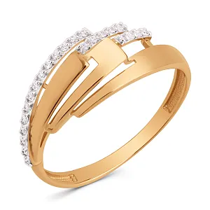 Кольцо из красного золота с фианитами