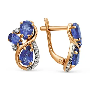 Серьги из красного золота с аметистами