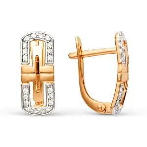 Серьги из красного золота с фианитами