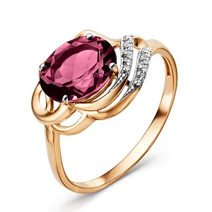 Кольцо из красного золота с корундом