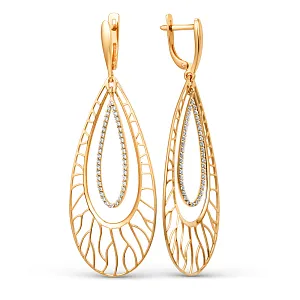 Серьги из красного золота с фианитами