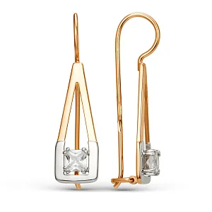 Серьги из красного золота с фианитами