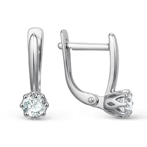 Серьги из белого золота с фианитами