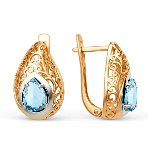 Серьги из красного золота с топазами