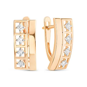 Серьги из красного золота с фианитами