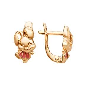 Серьги детские из красного золота
