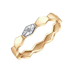 Кольцо из красного золота с бриллиантом