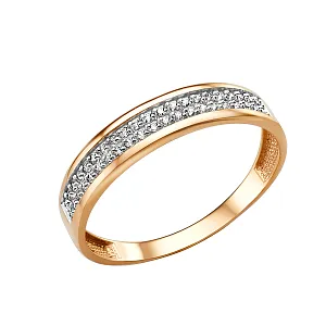 Кольцо из красного золота с фианитами