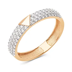 Кольцо из красного золота с фианитами