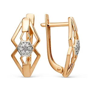 Серьги из красного золота с фианитами