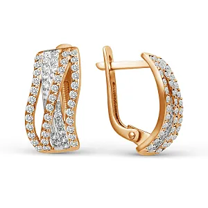 Серьги из красного золота с фианитами