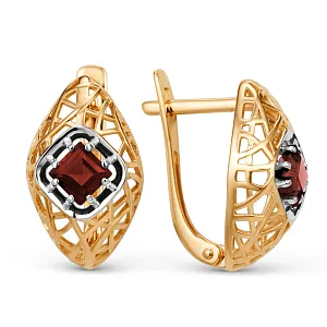 Серьги из красного золота с гранатами