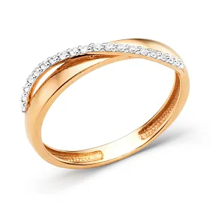 Кольцо из красного золота с фианитами