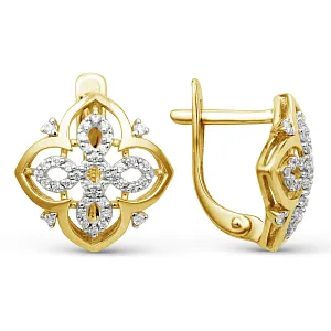 Серьги из желтого золота с фианитами