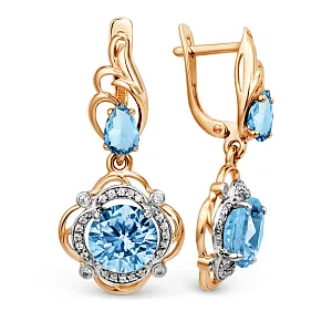 Серьги из красного золота с swiss топазами