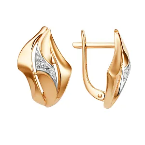 Серьги из красного золота с фианитами