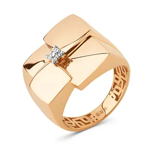 Кольцо из красного золота с фианитами