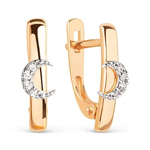 Серьги из красного золота с фианитами