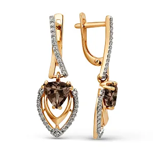 Серьги из красного золота с раухтопазами