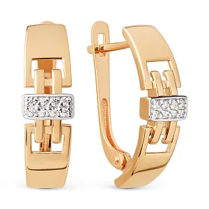 Серьги из красного золота с фианитами