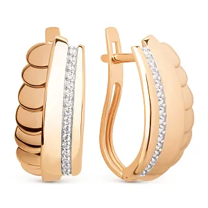 Серьги из красного золота с фианитами