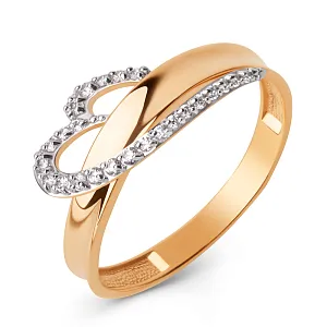 Кольцо из красного золота с фианитами