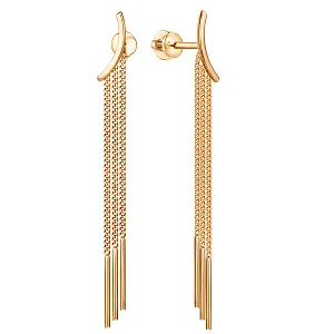 Серьги пусеты из красного золота