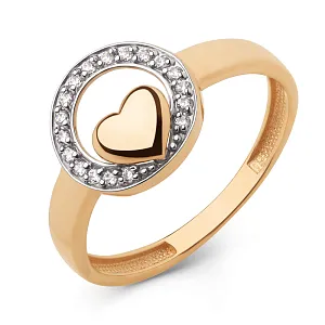 Кольцо из красного золота с фианитами