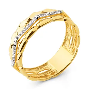 Кольцо из желтого золота с фианитами