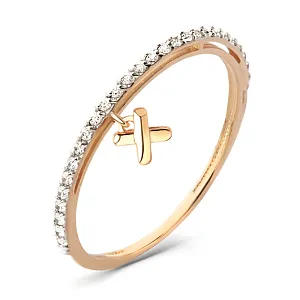 Кольцо из красного золота с фианитами