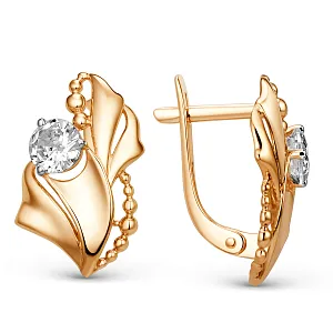 Серьги из красного золота с фианитами