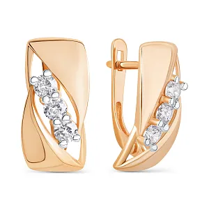 Серьги из красного золота с фианитами