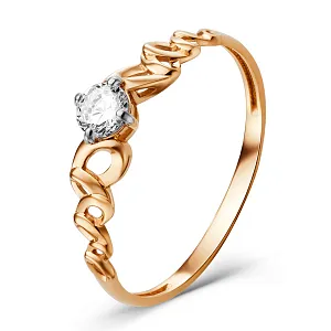 Кольцо из красного золота с фианитом