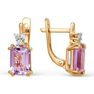 Серьги из красного золота с аметистами