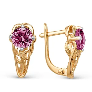 Серьги из красного золота с корундами