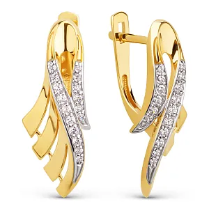 Серьги из желтого золота с фианитами