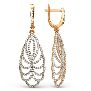 Серьги из красного золота с фианитами