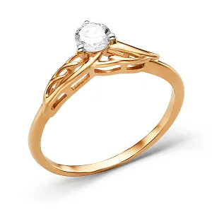 Кольцо из красного золота с фианитом