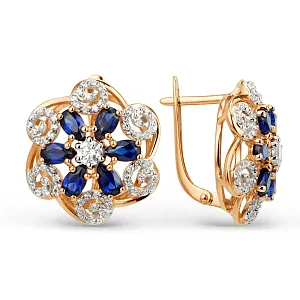 Серьги из красного золота с корундами