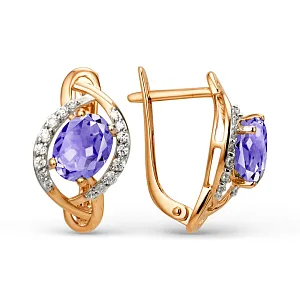 Серьги из красного золота с аметистами