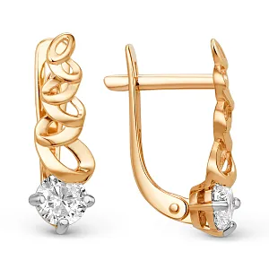 Серьги из красного золота с фианитами